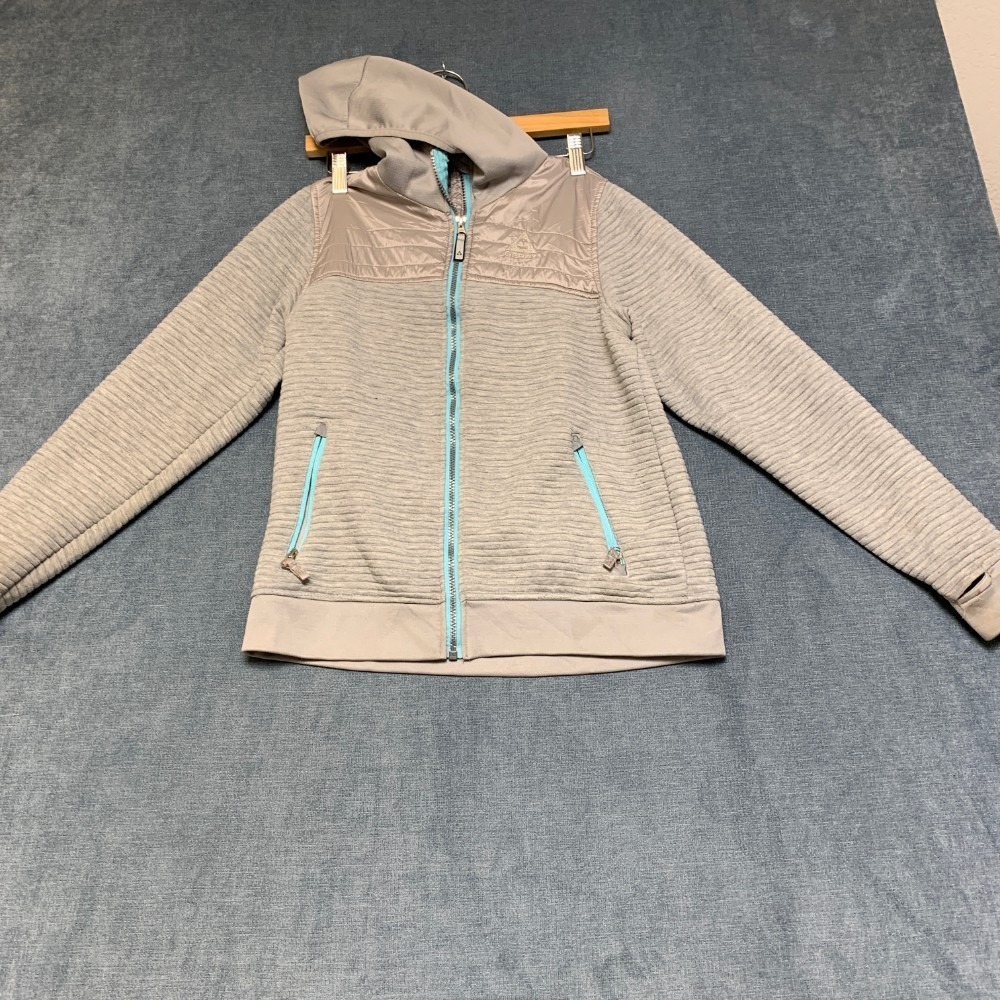 Gerry Hoodie Boys Large 14/16 Gray Full Zip Linen Logo Long Sleeve Performance